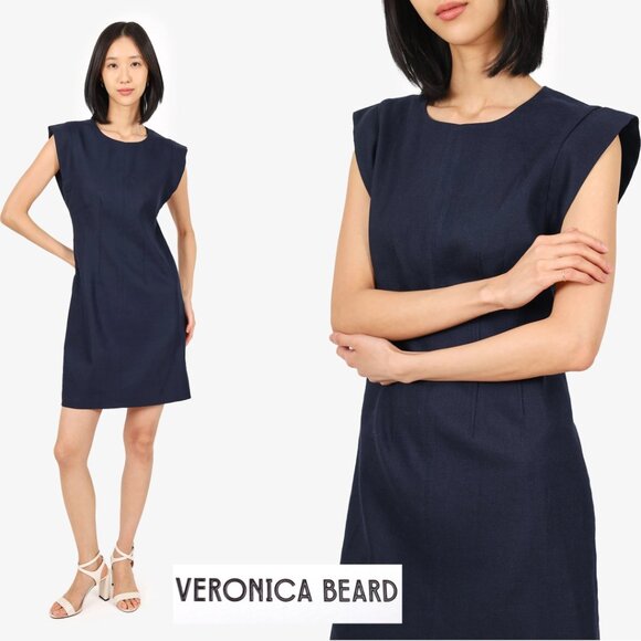 New Veronica Beard Navy Sleeveless Mini Sheath Dress Sz 4-6 - Picture 5 of 16